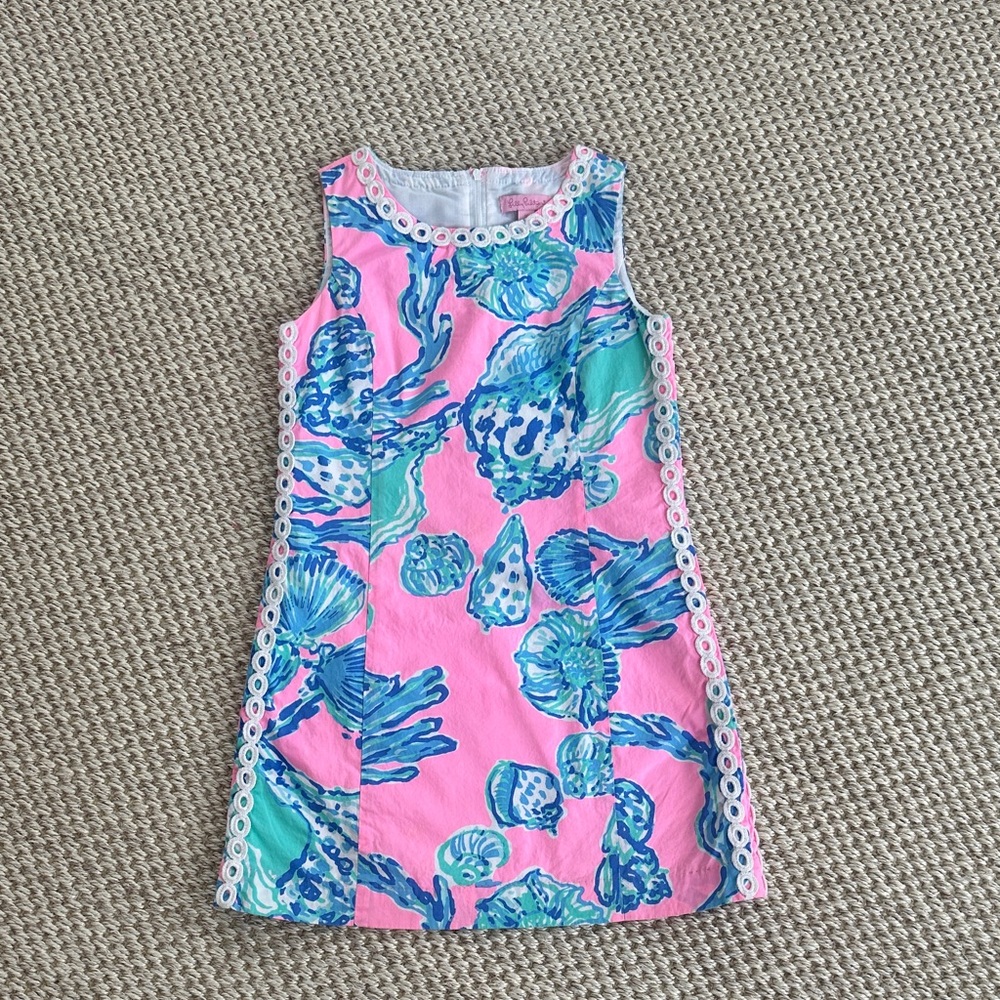 Lilly Pulitzer "Pink Pout Barefoot Princess" Seashell Print Dress, Size 10 Girls